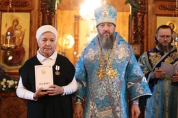 77-Архиепископ Амфилохий возглавил праздничное богослужение в день престольного торжества Покровского собора города Усть-Каменогорска