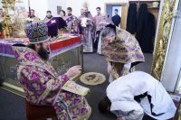 13-В день памяти великомученика Феодора Тирона епископ Амфилохий совершил Литургию свт. Иоанна Златоуста в главном храме Усть-Каменогорской епархии – Андреевском кафедральном соборе