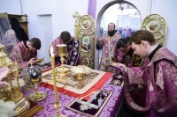 18-В день памяти великомученика Феодора Тирона епископ Амфилохий совершил Литургию свт. Иоанна Златоуста в главном храме Усть-Каменогорской епархии – Андреевском кафедральном соборе