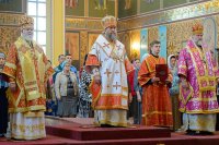 12-В Неделю "о Слепом" Преосвященнейший епископ Амфилохий сослужил Главе Казахстанского Митрополичьего округа в Успенском кафедральном соборе Астаны
