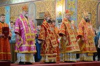 13-В Неделю "о Слепом" Преосвященнейший епископ Амфилохий сослужил Главе Казахстанского Митрополичьего округа в Успенском кафедральном соборе Астаны