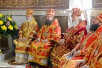 26-В Неделю "о Слепом" Преосвященнейший епископ Амфилохий сослужил Главе Казахстанского Митрополичьего округа в Успенском кафедральном соборе Астаны