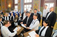 35-В Неделю "о Слепом" Преосвященнейший епископ Амфилохий сослужил Главе Казахстанского Митрополичьего округа в Успенском кафедральном соборе Астаны