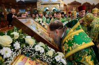 31-Епископ Амфилохий сослужил Главе Православной Церкви Казахстана за всенощным бдением в канун празднования 50-летия преставления преподобного Севастиана Карагандинского