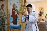 18-Рождество Предтечи и Крестителя Господня Иоанна. Управляющий Усть-Каменогорской епархией совершил Литургию в Иоанно-Предтеченском храме п. Первомайский.