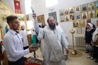 32-Рождество Предтечи и Крестителя Господня Иоанна. Управляющий Усть-Каменогорской епархией совершил Литургию в Иоанно-Предтеченском храме п. Первомайский.