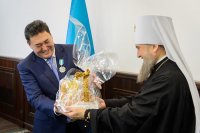 18-Управляющий Усть-Каменогорской епархией принял участие во встрече с акимом Павлодарской области. Руководитель региона награжден орденом Казахстанского Митрополичьего округа