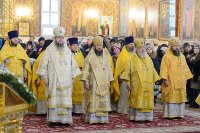 7-Глава Православной Церкви Казахстана и архипастыри Митрополичьего округа совершили воскресную Литургию в главном храме страны