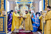 46-Глава Православной Церкви Казахстана и архипастыри Митрополичьего округа совершили воскресную Литургию в главном храме страны