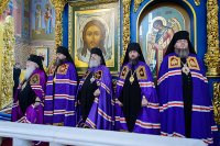 56-Глава Православной Церкви Казахстана и архипастыри Митрополичьего округа совершили воскресную Литургию в главном храме страны