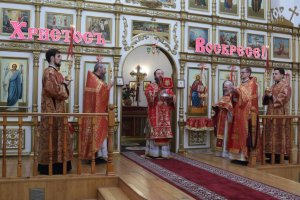 Служение епископа Амфилохия в Неделю о слепом в главном храме Восточного Казахстана