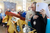 8-В Лазареву субботу епископ Амфилохий сослужил Главе Митрополичьего округа за Литургией на месте подвигов новомучениц и исповедниц Акмолинских