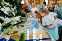 33-В канун праздника Успения Божией Матери епископ Амфилохий сослужил митрополиту Астанайскому и Казахстанскому Александру за всенощным бдением в главном храме Казахстана