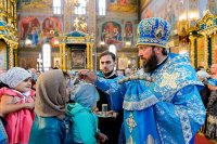 36-В канун праздника Успения Божией Матери епископ Амфилохий сослужил митрополиту Астанайскому и Казахстанскому Александру за всенощным бдением в главном храме Казахстана