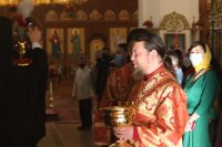 48-Пасхальная вечерня в Андреевском кафедральном соборе города Усть-Каменогорска