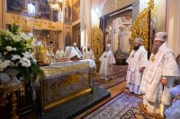 13-В праздник Вознесения Господня управляющий Усть-Каменогорской и Семипалатинской епархией сослужил Главе Митрополичьего округа за Литургией в Вознесенском соборе Южной столицы