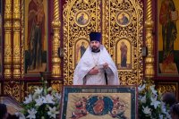 16-В праздник Вознесения Господня управляющий Усть-Каменогорской и Семипалатинской епархией сослужил Главе Митрополичьего округа за Литургией в Вознесенском соборе Южной столицы