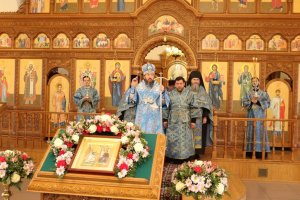 Вечернее богослужение в кафедральном соборе в канун праздника Благовещения Пресвятой Богородицы