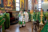 9-Управляющий Усть-Каменогорской и Семипалатинской епархии сослужил Главе Православной Церкви Казахстана за воскресной Литургией в Александро-Невском соборе Алма-Аты