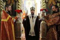 52-В Неделю о слепом архиепископ Амфилохий возглавил богослужения в Воскресенском кафедральном соборе города Семипалатинска