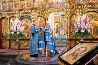 41-В праздник чудотворной Феодоровской иконы Божией Матери архиепископ Усть-Каменогорский и Семипалатинский Амфилохий сослужил митрополиту Александру за Литургией в Вознесенском соборе Алма-Аты