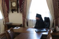 4-Архиепископ Амфилохий встретился с делегацией, сопровождающей по епархиям Казахстана ковчег с частицей мощей преподобного Сергия Радонежского