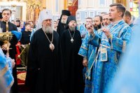 63-В праздник чудотворной Феодоровской иконы Божией Матери Управляющий Усть-Каменогорской и Семипалатинской епархией сослужил митрополиту Александру за Божественной Литургией в Вознесенском соборе Алматы