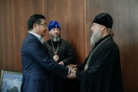7-Состоялась встреча Главы Православной Церкви Казахстана с акимом области Абай Н.Т. Уранхаевым
