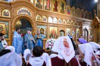 28-В неделю о мытаре и фарисее архиепископ Усть-Каменогорский и Семипалатинский Амфилохий сослужил митрополиту Александру за Божественной Литургией в Иверско-Серафимовском монастыре, отмечающем престольный праздник