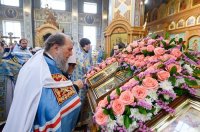 32-В неделю о мытаре и фарисее архиепископ Усть-Каменогорский и Семипалатинский Амфилохий сослужил митрополиту Александру за Божественной Литургией в Иверско-Серафимовском монастыре, отмечающем престольный праздник
