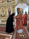 41-Архиепископ Амфилохий совершил Божественную Литургию в Знаменско-Абалацком Петро-Павловском женском монастыре города Семипалатинска