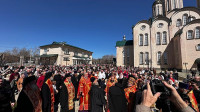 1-Участники празднования дня памяти преподобного Севастиана в Караганде возложили цветы к памятнику святому старцу 