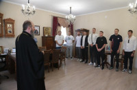 3-Архиепископ Амфилохий встретился со сборной епархии – победителями Международного чемпионата по волейболу, приуроченного к 25-летию обретения святых мощей  преподобномучеников Серафима и Феогноста Алматинских