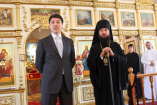 Встреча епископа Амфилохия с представителями власти, прибывшими в Андреевский кафедральный собор поздравить с днем Святой Пасхи